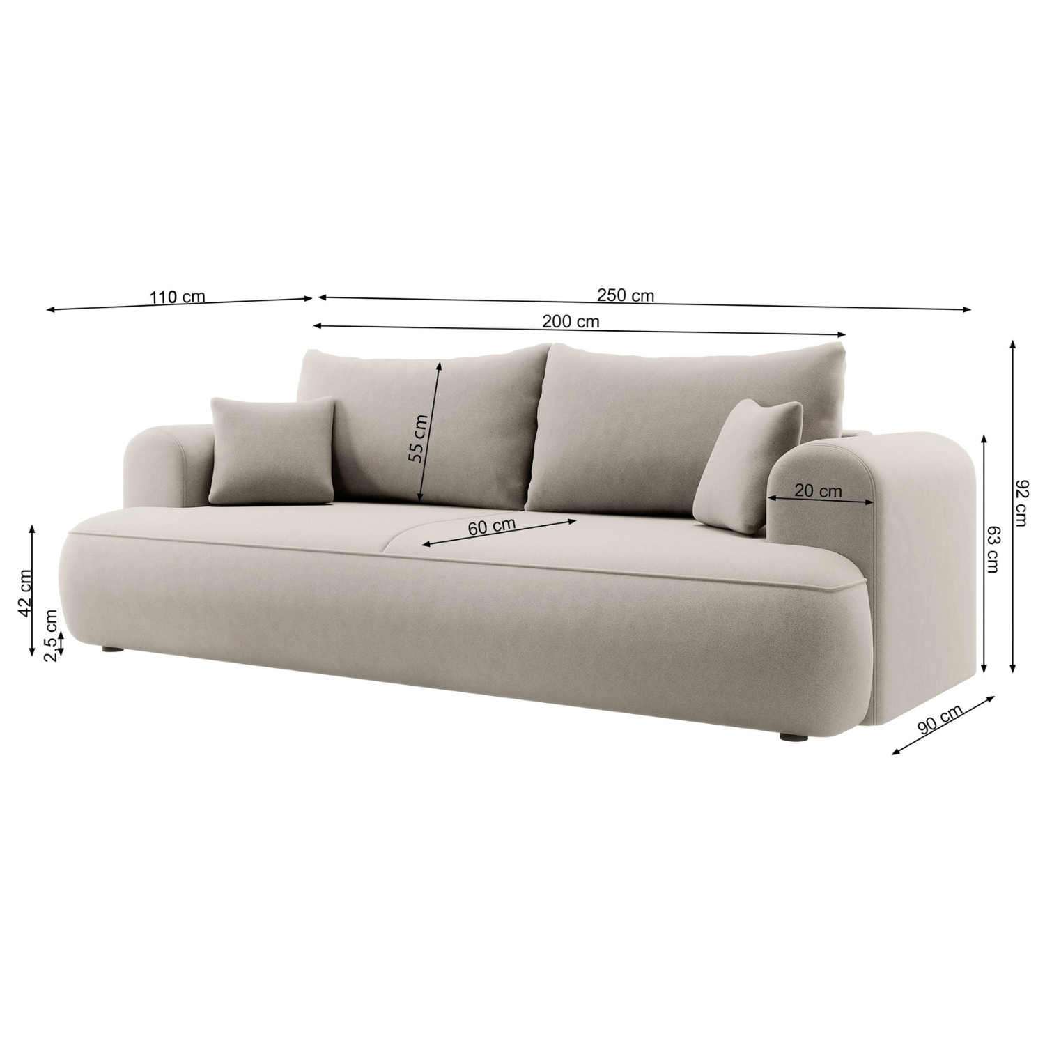 Sofa "Bubble" Tamsiai Pilkas